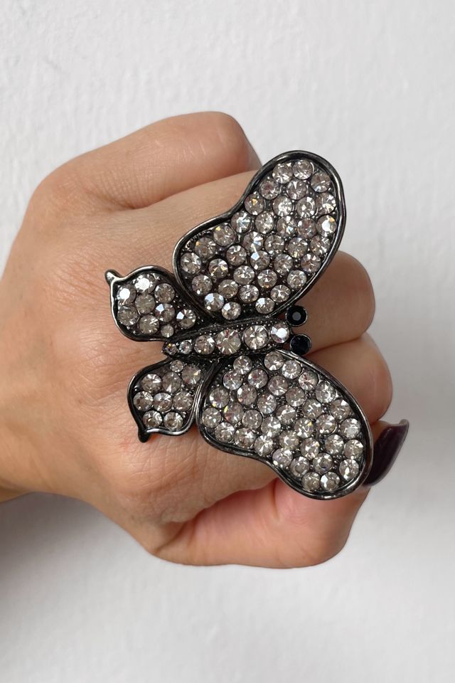 Giant Vintage Rhinestone Crystal Y2K Butterfly Ring Selected by MARMALADE #3