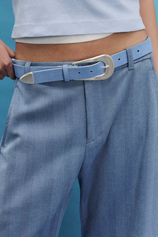 Cannon Suede Belt by Free People in Blue, Size: S-M/P-M