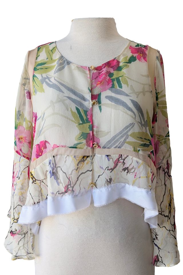 Elizabeth and James Cream Floral Silk Blouse Selected by The Curatorial Dept. #2