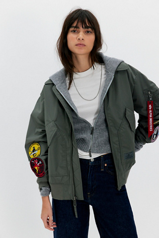 Alpha Industries CWU 36/P Relaxed Patched Jacket at Free People in Green, Size: S