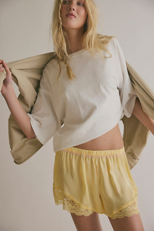 Meet Me In The Middle Tap Shorts by Intimately at Free People in Yellow, Size: L