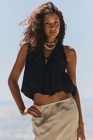 Bubble The Fun Low Halter Neck Top by free-est at Free People in Black, Size: S