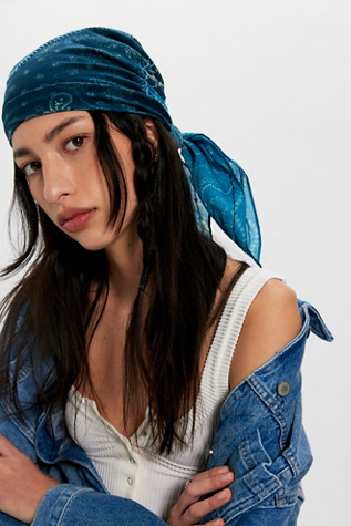 Stars Aligned Patchwork Bandana by Free People in Blue
