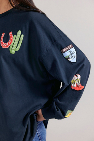 Женская футболка Daydreamer Western Patches Long Sleeve, цвет: Винтажный чёрный — фото 3