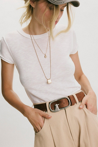 Boone Leather Belt by Free People in Brown, Size: M/L