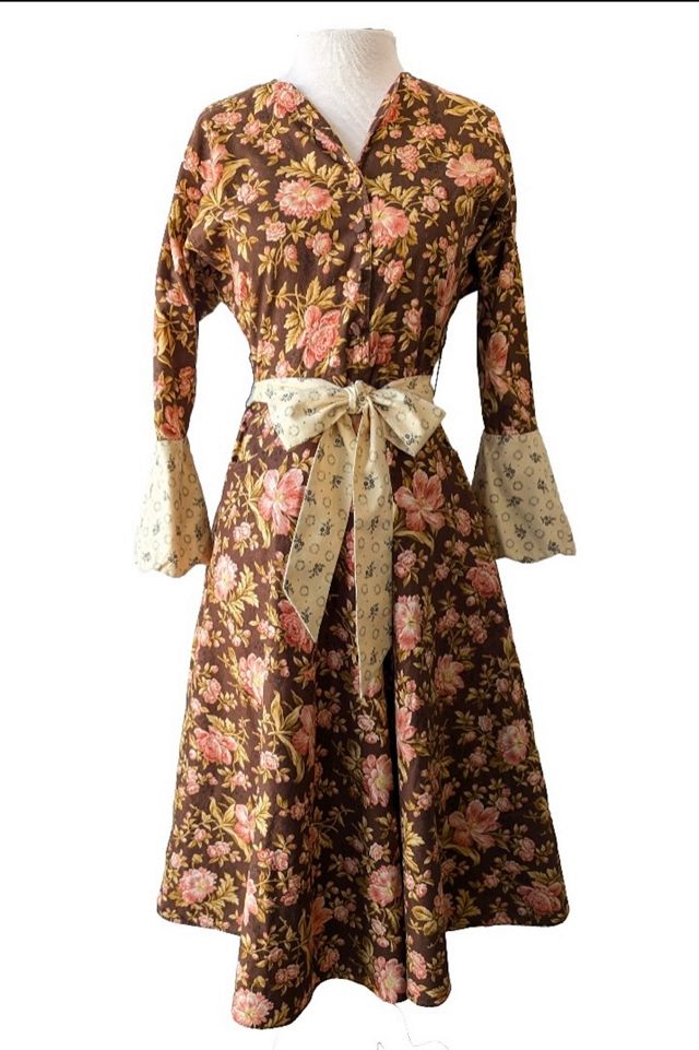 Vintage Batsheva Brown Floral Dress Selected by The Curatorial Dept. #1