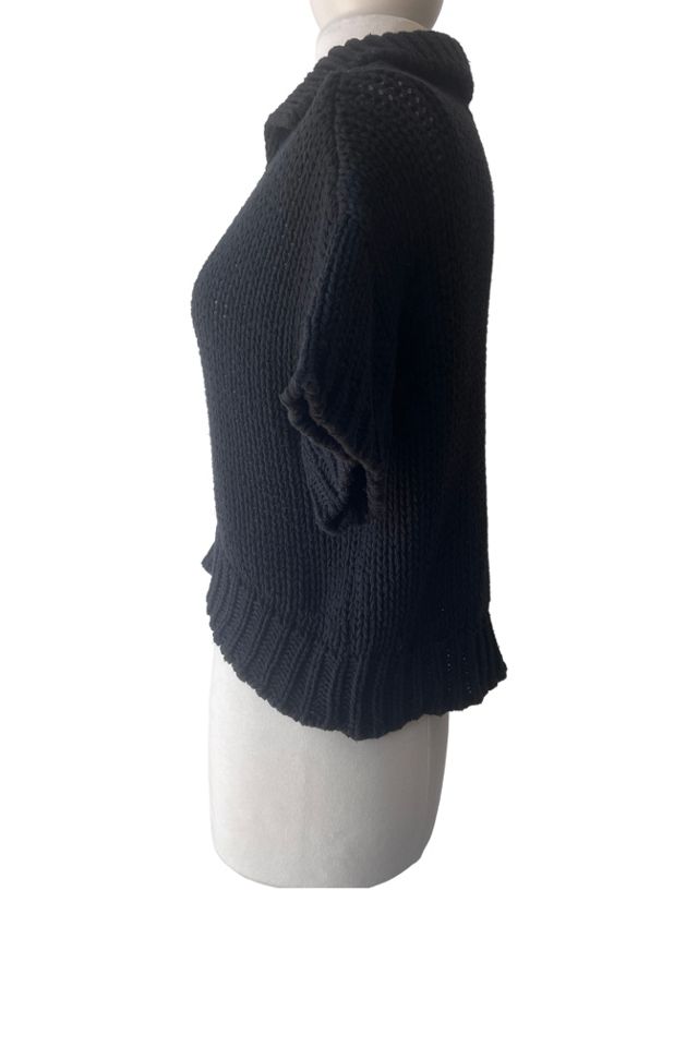 Cordera Black Chunky Knit Short Sleeve Sweater Selected by The Curatorial Dept. #1