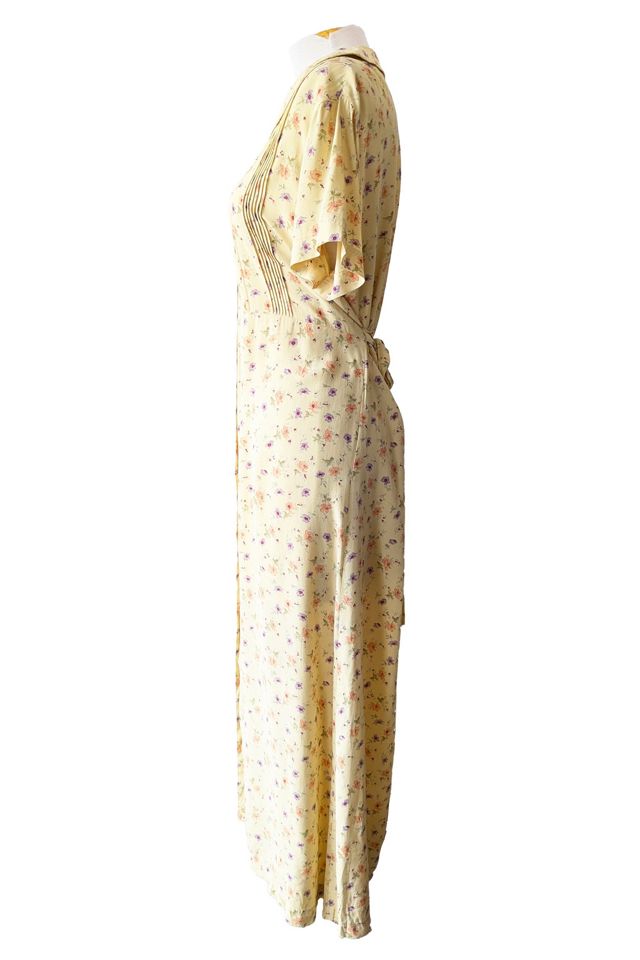 Vintage Yellow Floral Rayon 90s Shirt Dress Selected by the Curatorial Dept. #1