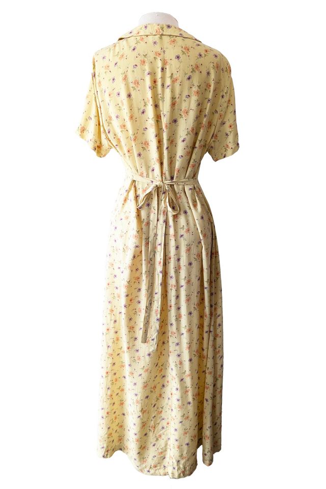 Vintage Yellow Floral Rayon 90s Shirt Dress Selected by the Curatorial Dept. #2