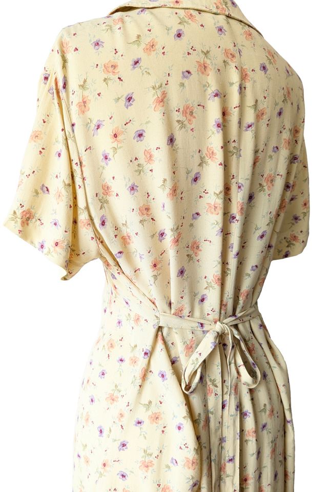 Vintage Yellow Floral Rayon 90s Shirt Dress Selected by the Curatorial Dept. #3