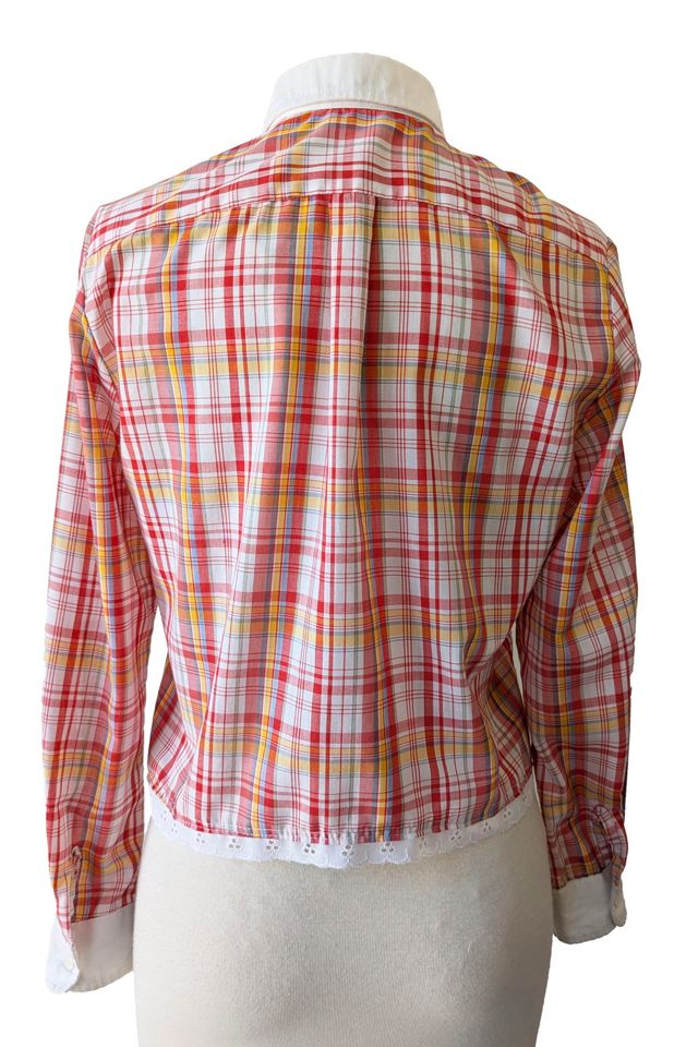 Sassoon Red Plaid Shirt with Lace Detail Selected by The Curatorial Dept. #1