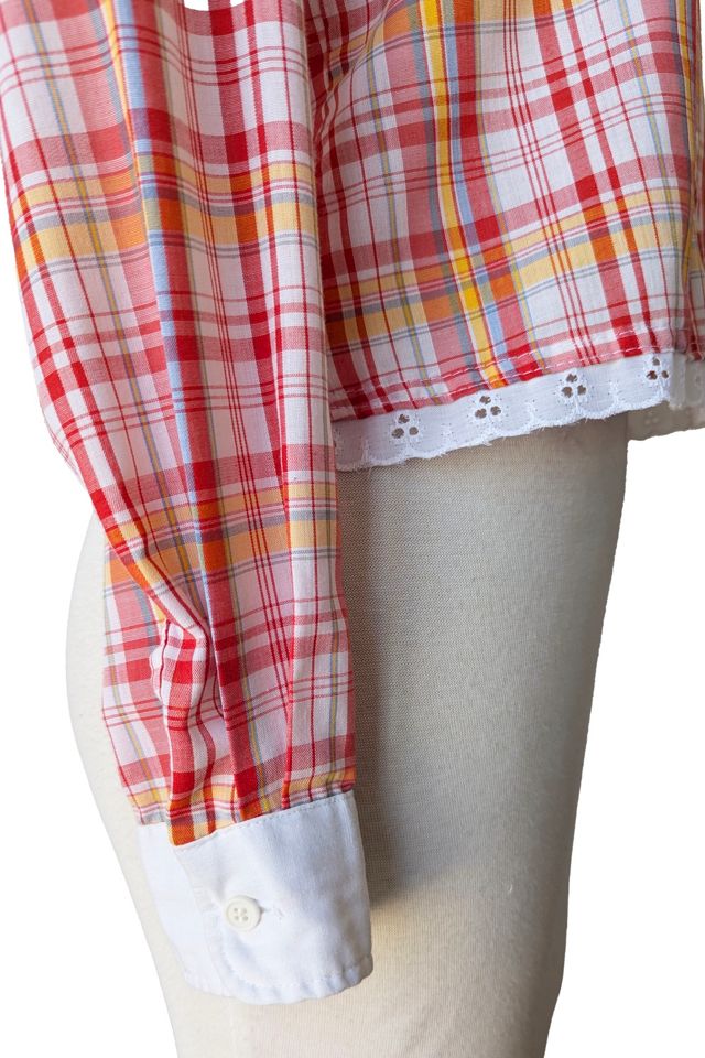 Sassoon Red Plaid Shirt with Lace Detail Selected by The Curatorial Dept. #2