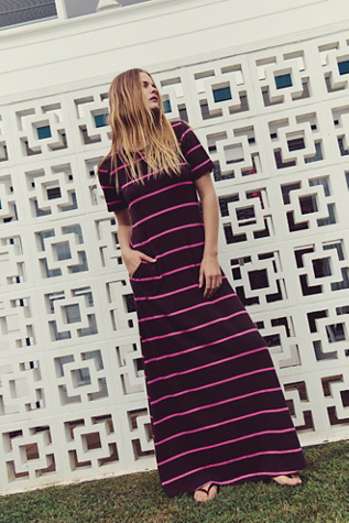 Sleek And Striped Cotton-Jersey Maxi Dress