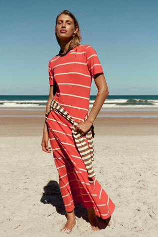 Sleek And Striped Cotton-Jersey Maxi Dress