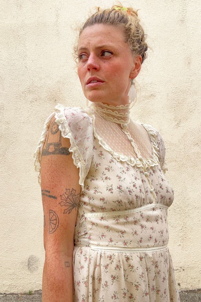Vintage Gunne Sax Cream Floral Maxi Dress Selected by The Curatorial Dept. #1