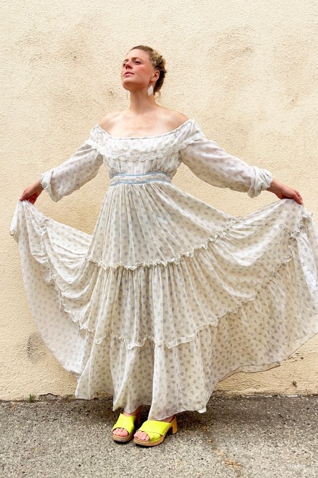 Vintage Gunne Sax Cream Blue Floral Dress Selected by The Curatorial Dept. #1