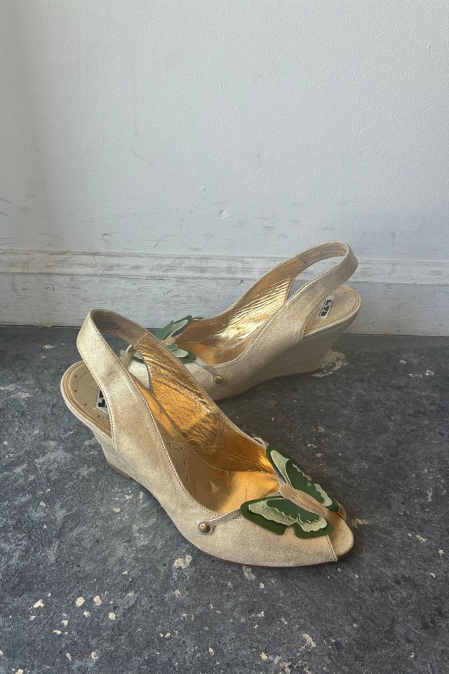 Ltd. Fornarina Butterfly Gold Wedges Size 37 Selected by The Curatorial Dept. #1