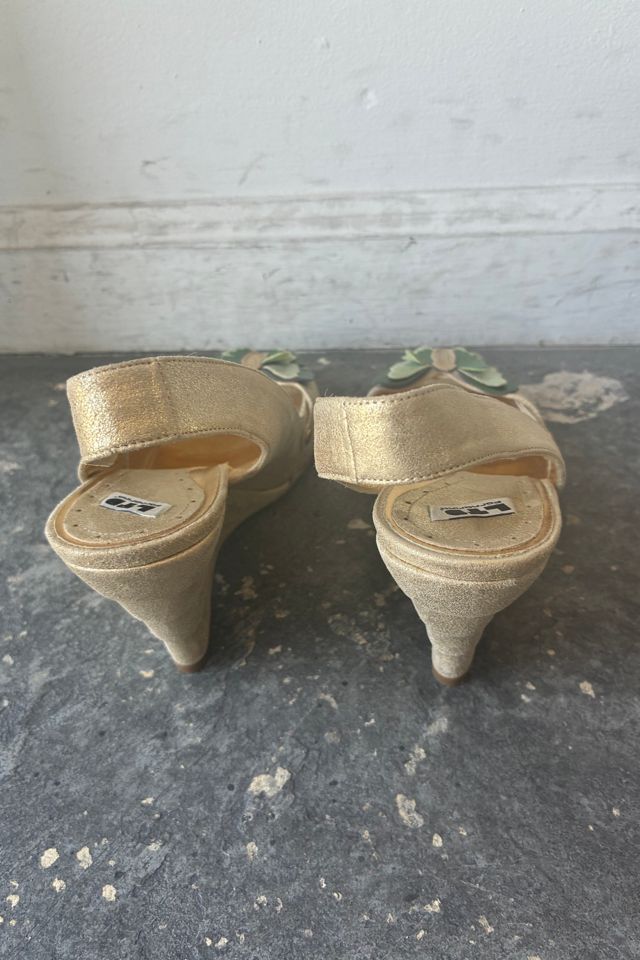 Ltd. Fornarina Butterfly Gold Wedges Size 37 Selected by The Curatorial Dept. #3