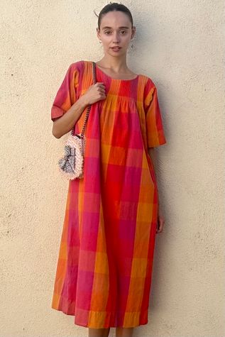 Vintage Josefa Pink Orange Plaid Dress Selected by The Curatorial Dept.