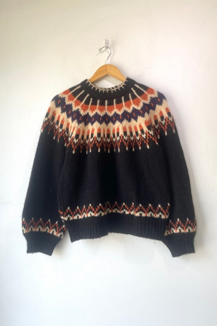 Doen Black Fair Isle Alpaca “Field” Sweater Selected by The Curatorial Dept.