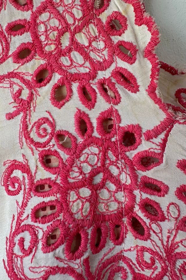 Vintage Pink Plaid Lace Trimmed Caftan Dress Selected by The Curatorial Dept. #3