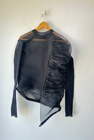 Rick Owens 2018 Sheer Black Pleated Sweater Selected by The Curatorial Dept.