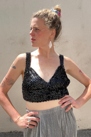 Vintage Black Sequin Embellished Bralette Selected by The Curatorial Dept.