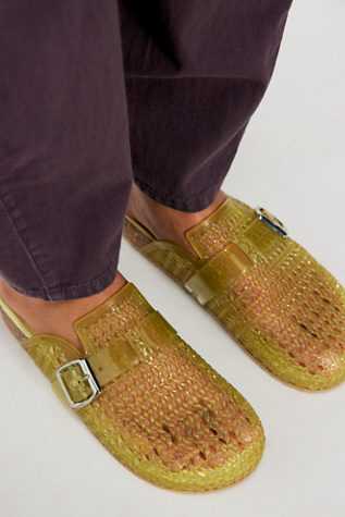 Jia Jelly Mules by Intentionally Blank at Free People in Green, Size: EU 36