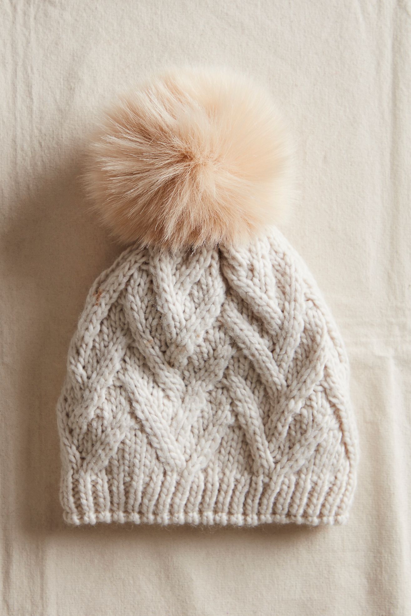 Cable Knit Pom Beanie