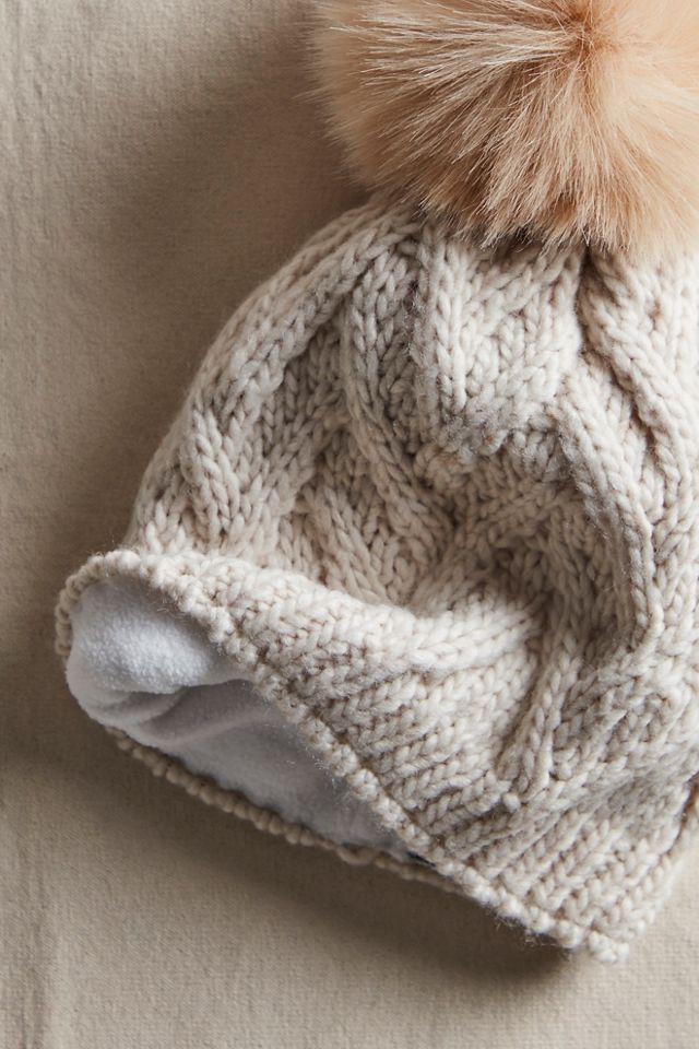 Cable Knit Pom Beanie #2