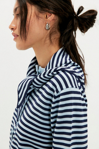The Tiny Big Sister Lara Striped Scarf Cardi at Free People in Blue Striped, Size: Small