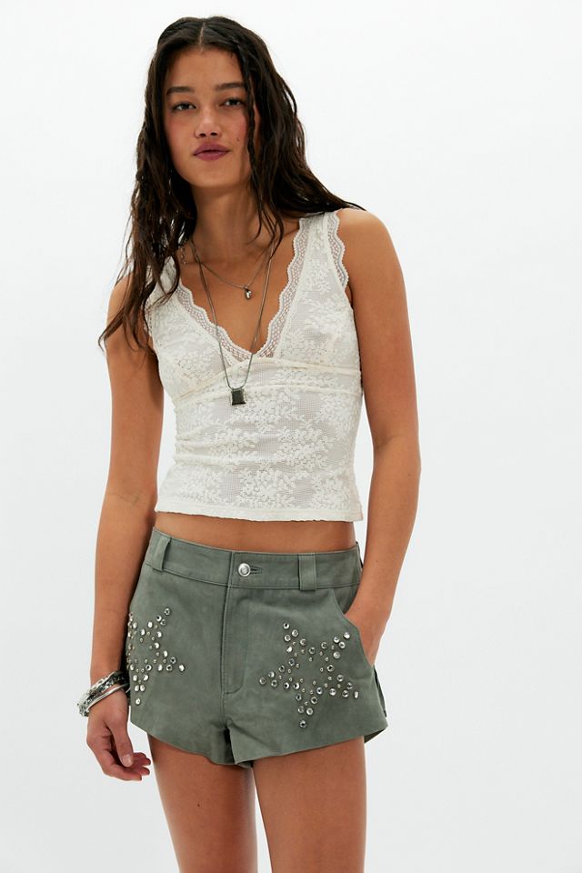 Understated Leather Starburst Shorts #2