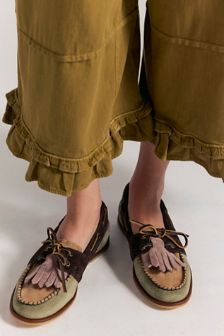 We The Free Benny Deco Boat Shoes at Free People in Green, Size: US 9