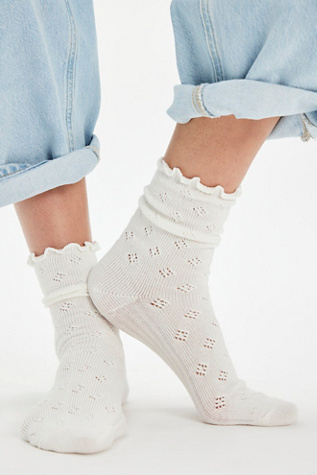Pointelle Ru Socks by Free People in White