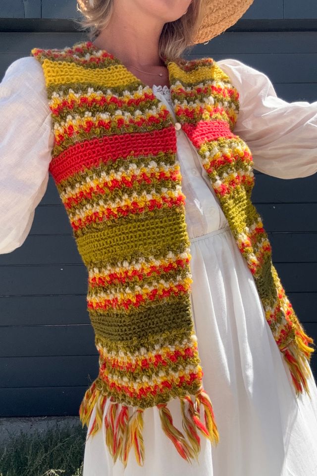 Vintage 1970s Crochet Fringe Vest Selected by Kikos Kloset #2