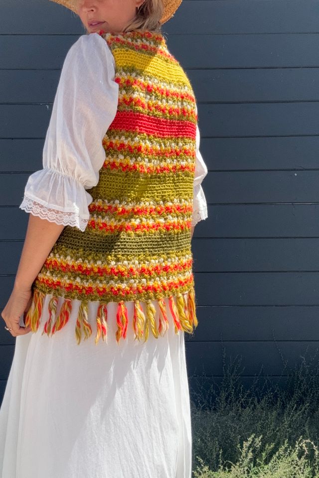 Vintage 1970s Crochet Fringe Vest Selected by Kikos Kloset #3
