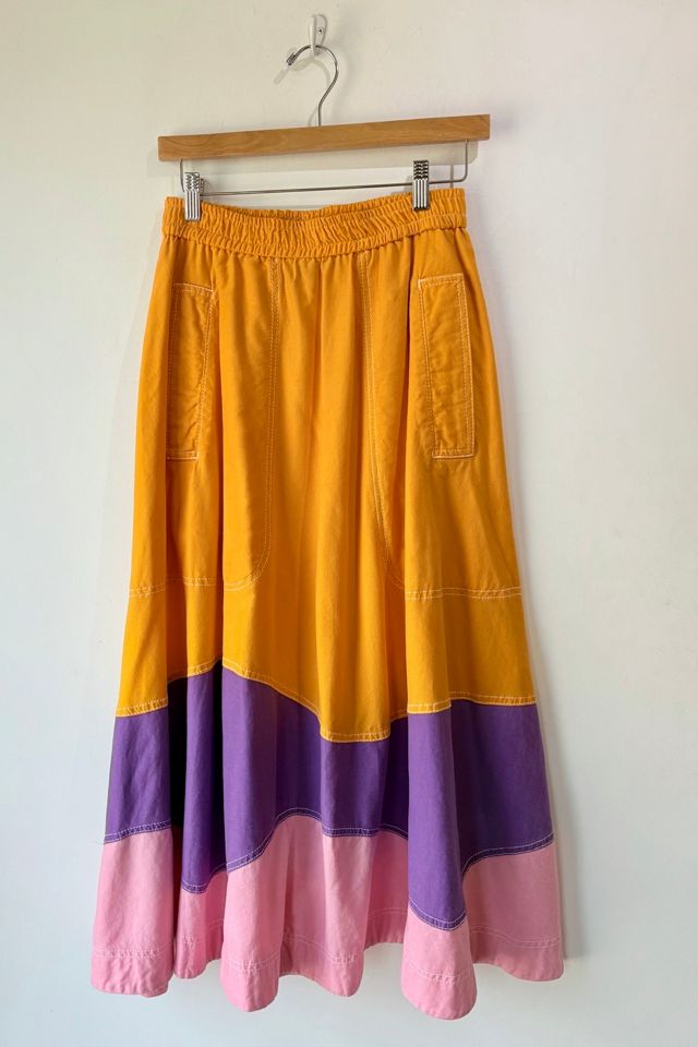 Bis Bis Orange/Purple/Pink Block Skirt Selected by The Curatorial Dept.