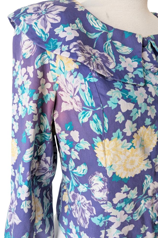 Laura Ashley Purple Floral Collared Top Selected by The Curatorial Dept. #2
