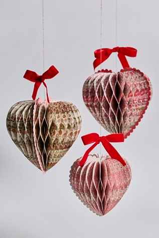 Meri Meri X Liberty Paper Honeycomb Heart Decorations at Free People in Red