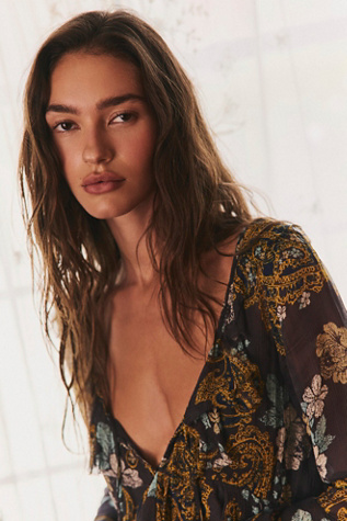 Женское платье Free People Paisley Petals Maxi, цвет: Какао комбинированный — фото 4