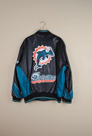 Vintage 90s Miami Dolphins Leather Jacket Selected By The Igala NYC