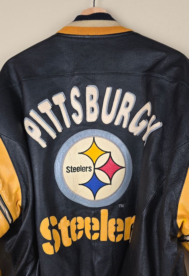 Vintage 90s Mirage Pittsburgh Steelers NFL Leather Jacket Selected By The Igala NYC #3