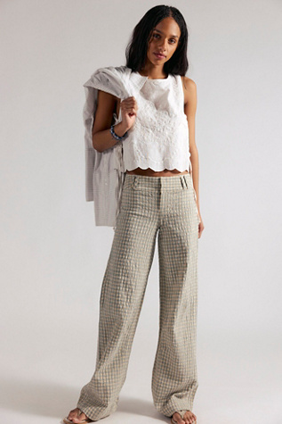 Time Flies Low-Rise Clean Trousers by Free People in White, Size: US 2