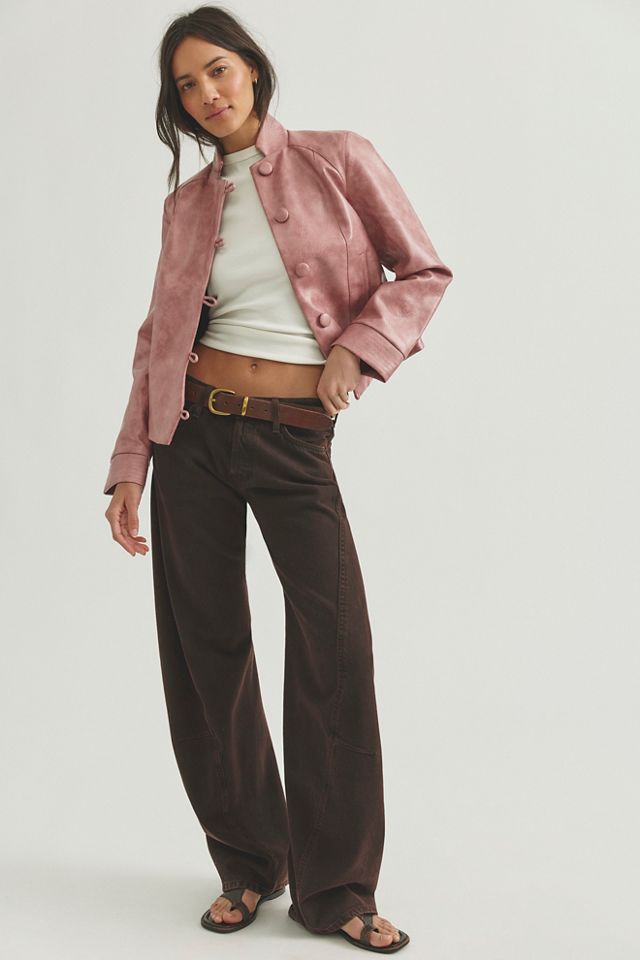Veste bombardier en cuir végane rose Lowen LAGAAM #2