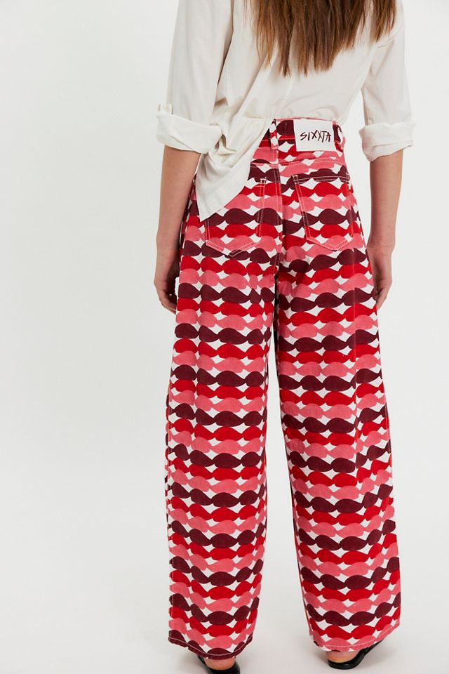 Sixxta Red Glased Balloon Jeans #1