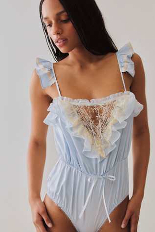 For Love & Lemons Cleo Bodysuit at Free People in Blue, Size: M