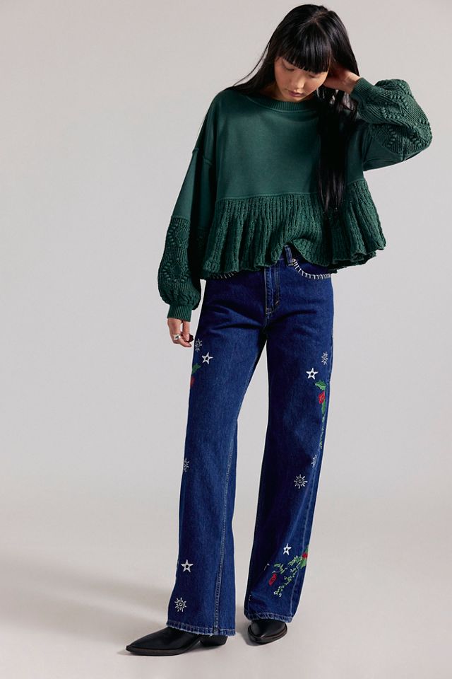 Tricia Fix Mistletoe Embroidered Tinsley Jeans #1