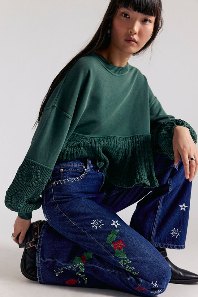 Tricia Fix Mistletoe Embroidered Tinsley Jeans #3