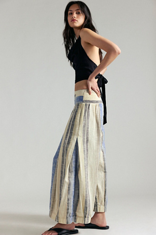 Can't Hide Wide-Leg Pulll-On Harem Trousers at Free People in Ivory Combo, Size: XL