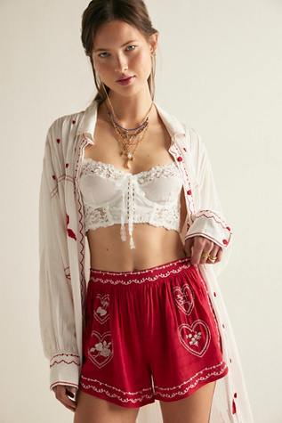 Hopeless Romantic Shorts by Intimately at Free People in Red, Size: S